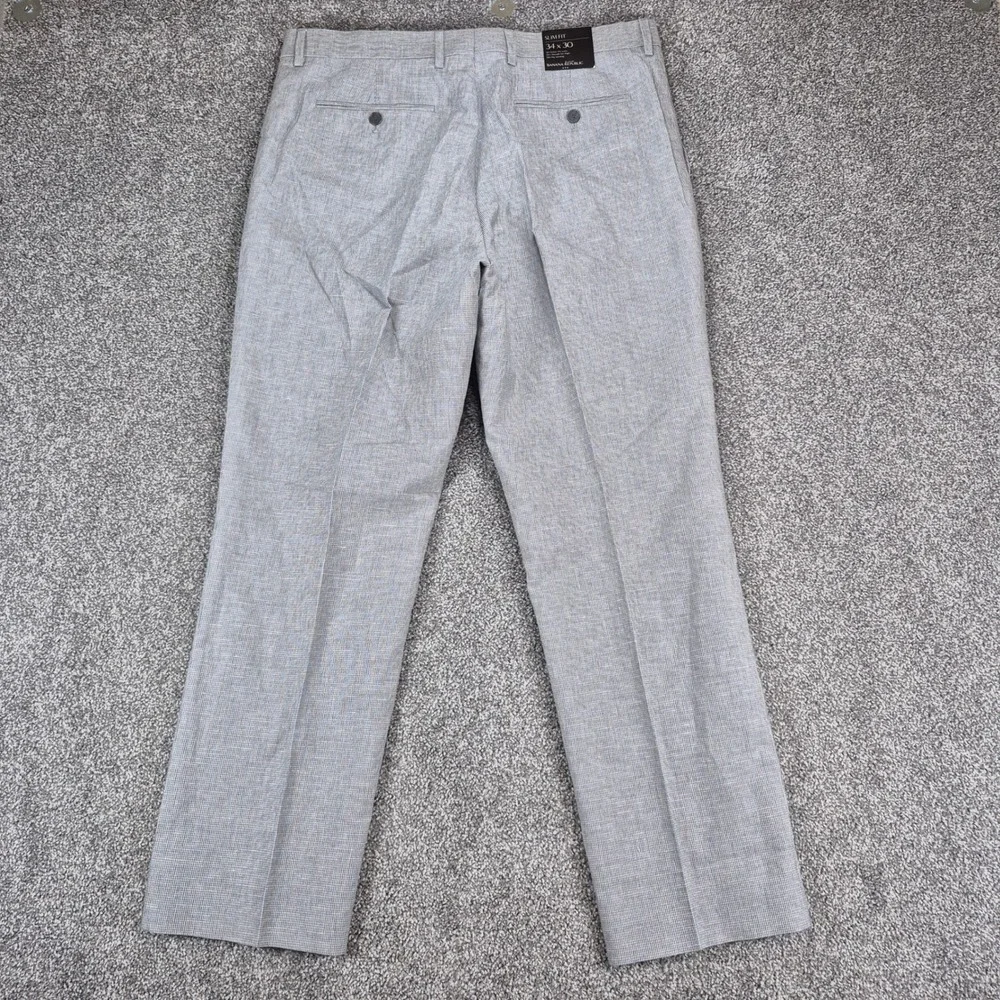 NWT Banana Republic Dress Pants Mens 34x30 Gray Linen Cotton Blend Slim Fit